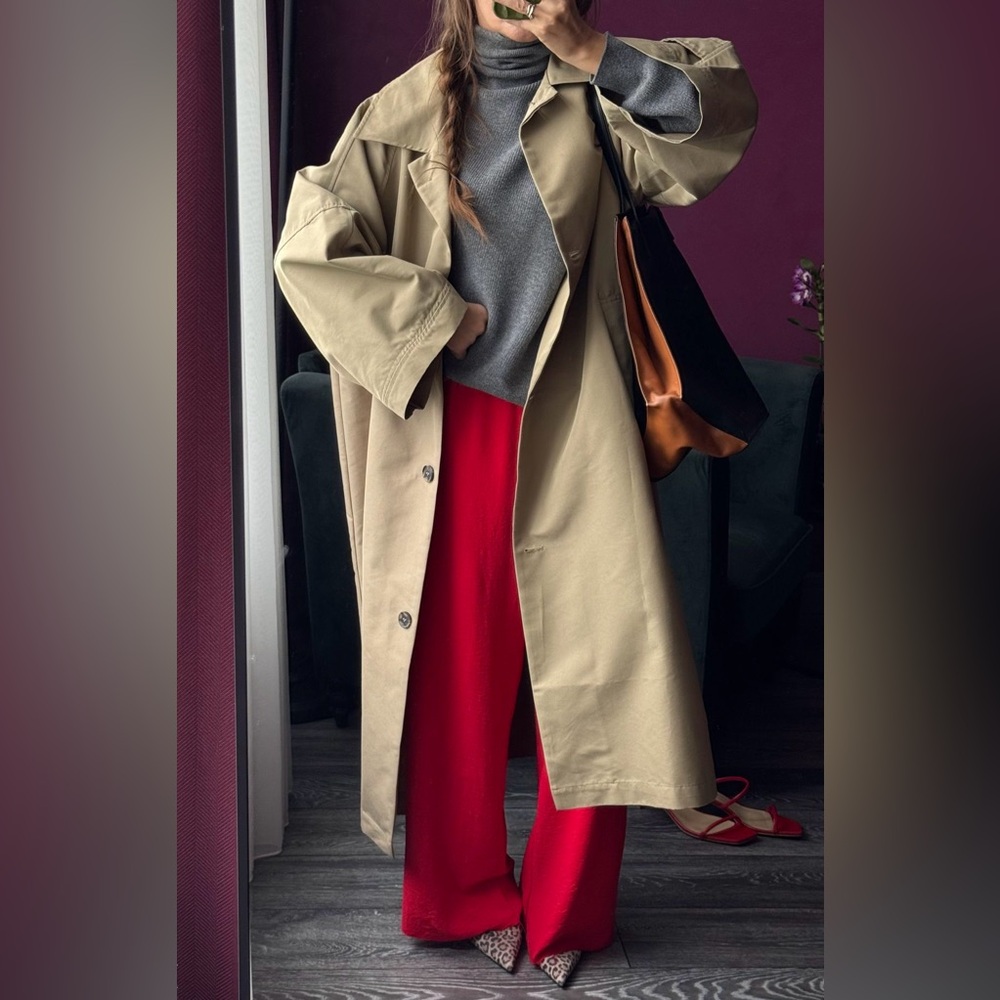 ZARA Red Wide-Leg Pants – Minimal Tailored Fit